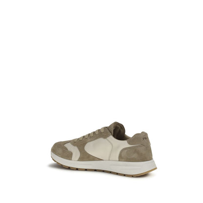 Prada Beige Calf Leather Bos Taurus Athletic Sneakers