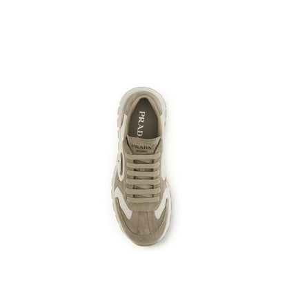 Prada Beige Calf Leather Bos Taurus Athletic Sneakers