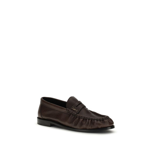 Saint Laurent Brown Calf Leather Bos Taurus Slip-On Loafers