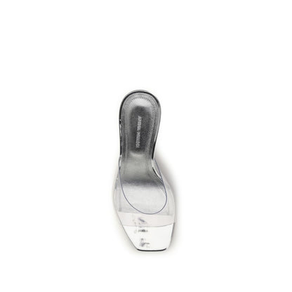 Amina Muaddi Silver Pvc Sandals