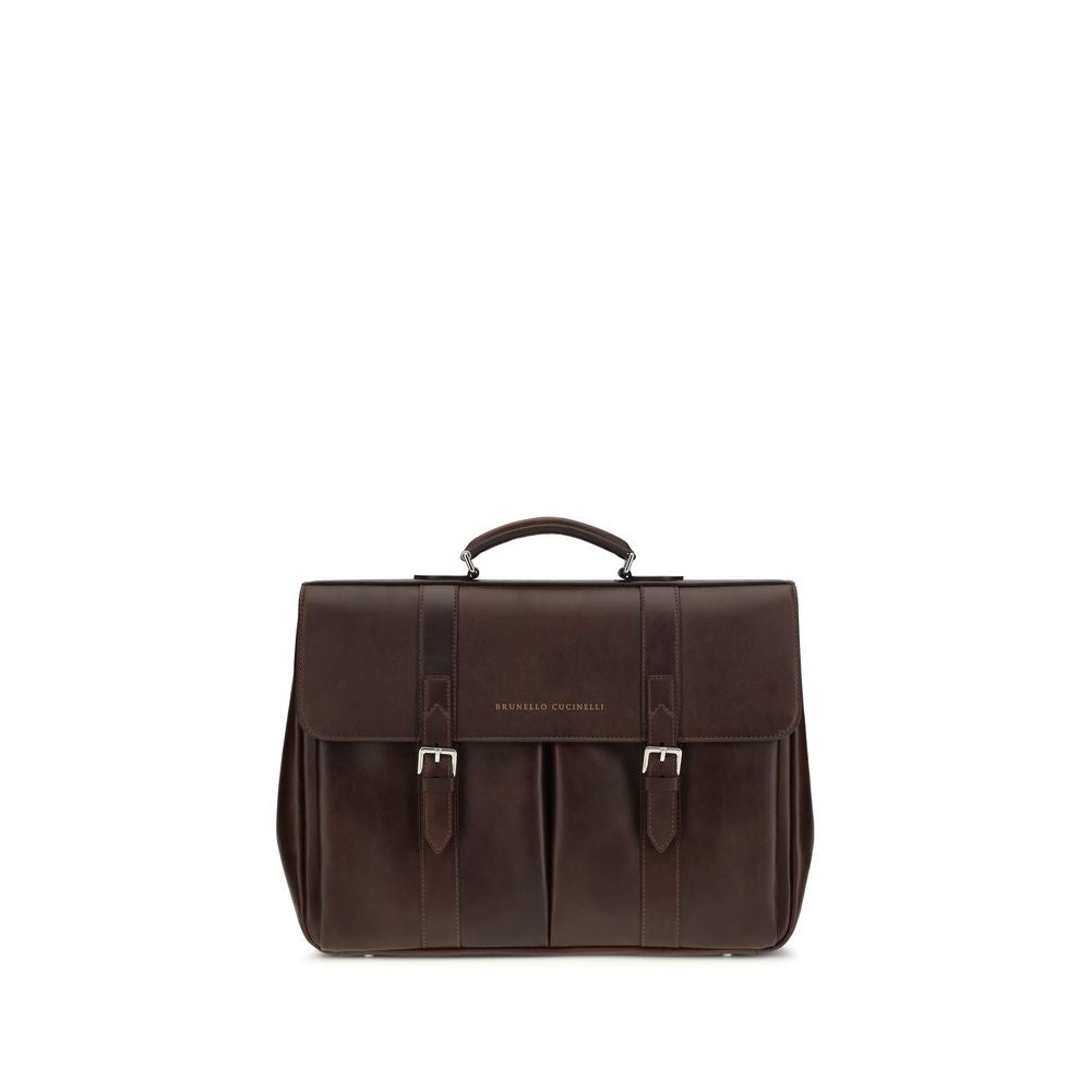 Brunello Cucinelli Bordeaux Calf Leather Bos Taurus Luggage And Travel