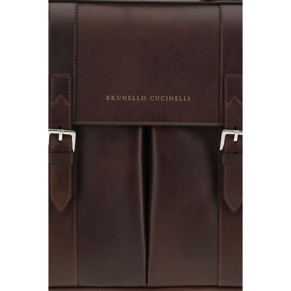 Brunello Cucinelli Bordeaux Calf Leather Bos Taurus Luggage And Travel