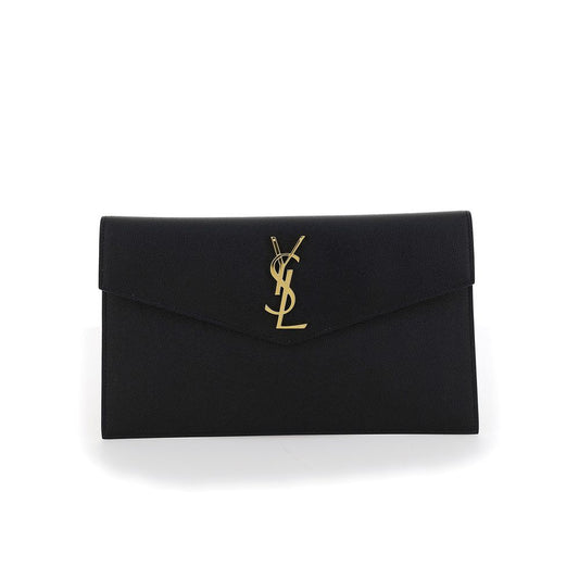 Saint Laurent Black Calf Leather Bos Taurus Clutch Bag