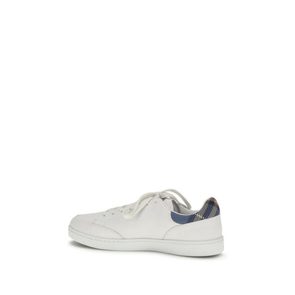 Burberry White Calf Leather Bos Taurus Low Top Sneakers