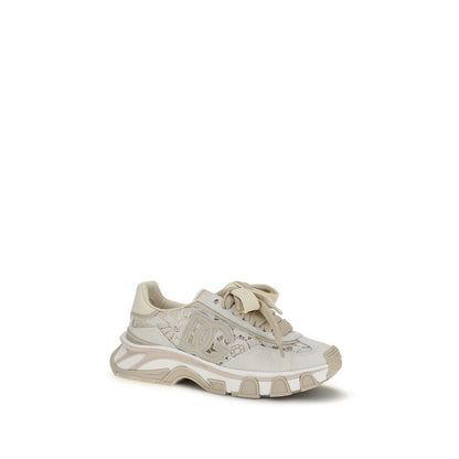 Dolce & Gabbana Beige Calf Leather Bos Taurus Low Top Sneakers
