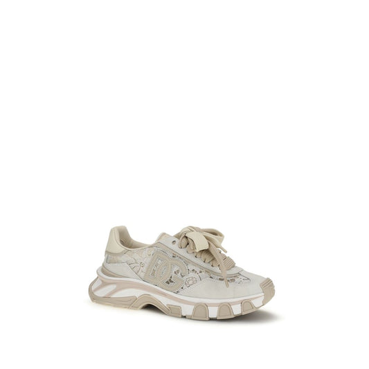 Dolce & Gabbana Beige Calf Leather Bos Taurus Low Top Sneakers