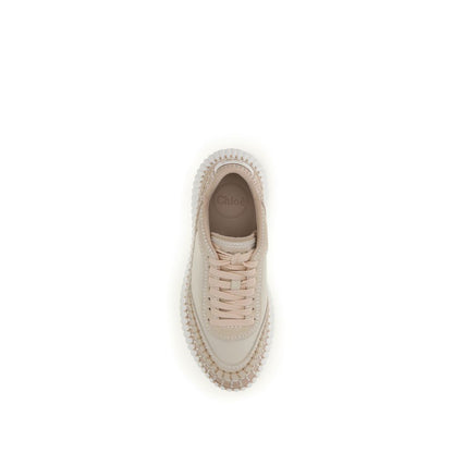 Chloé Beige Calf Leather Bos Taurus Chunky Sneakers