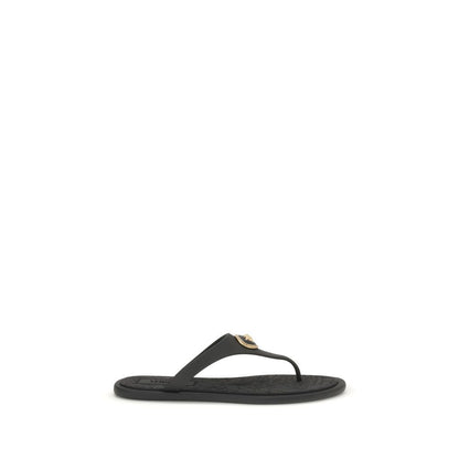 Versace Black Rubber Flip-Flop Sandals