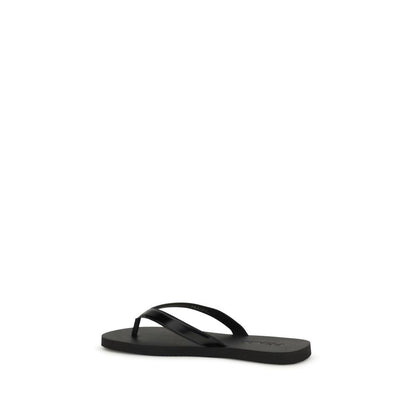Prada Black Calf Leather Bos Taurus Flip-Flop Sandals