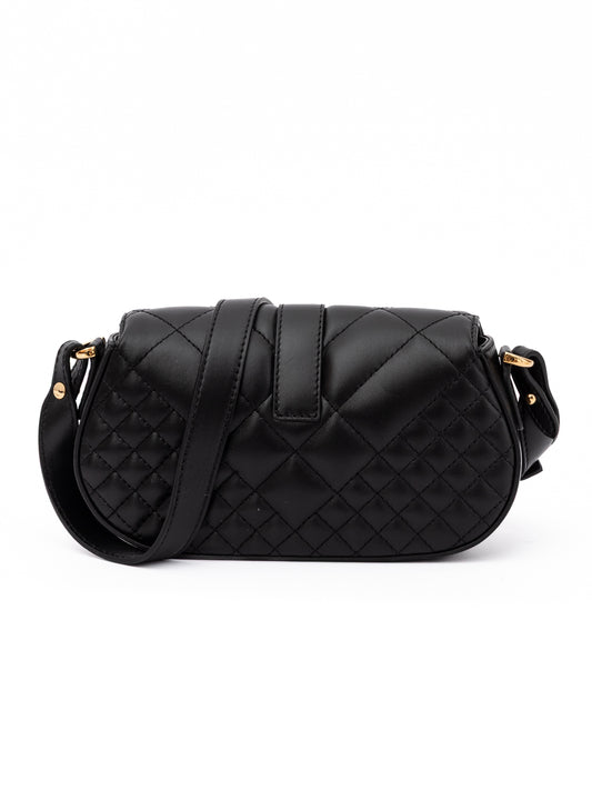 Versace Black Leather Quilted Shoulder Strap Bag