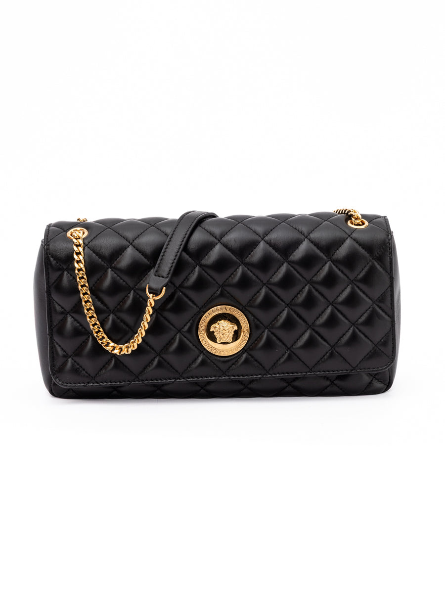 Versace Black Quilted Leather Shoulder Strap Bag