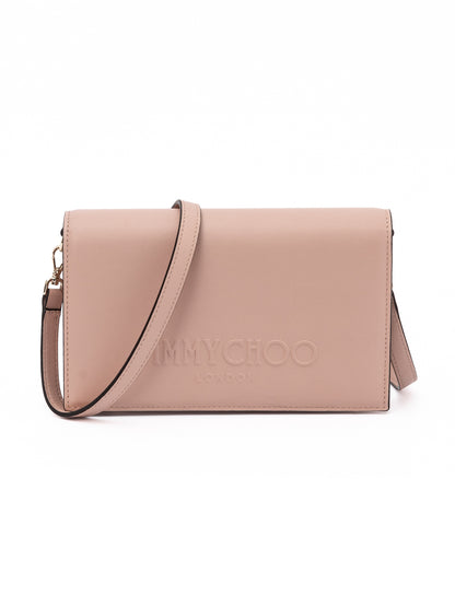 Jimmy Choo Podwer Pink Leather Shoulder Strap Bag