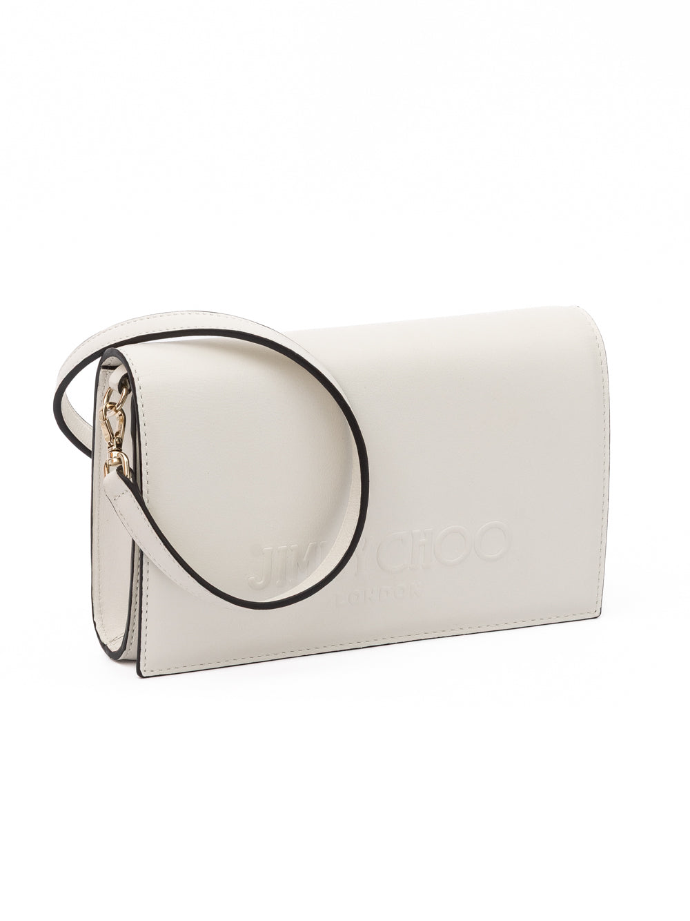 Jimmy Choo White Avenue Leather Shoulder Strap Bag