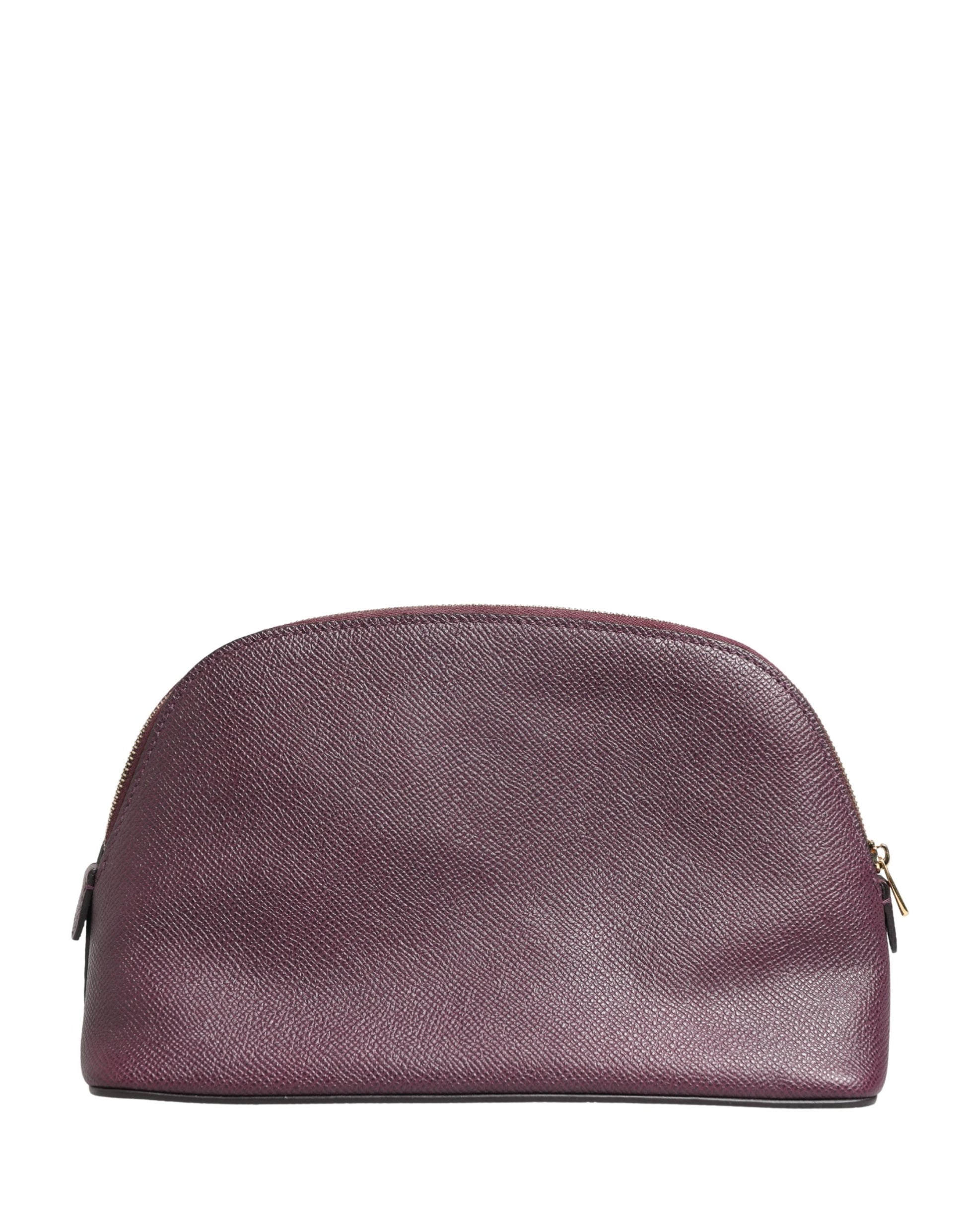 Dolce & Gabbana Dark Purple Leather DG Logo Zip Around Hand Purse Wallet