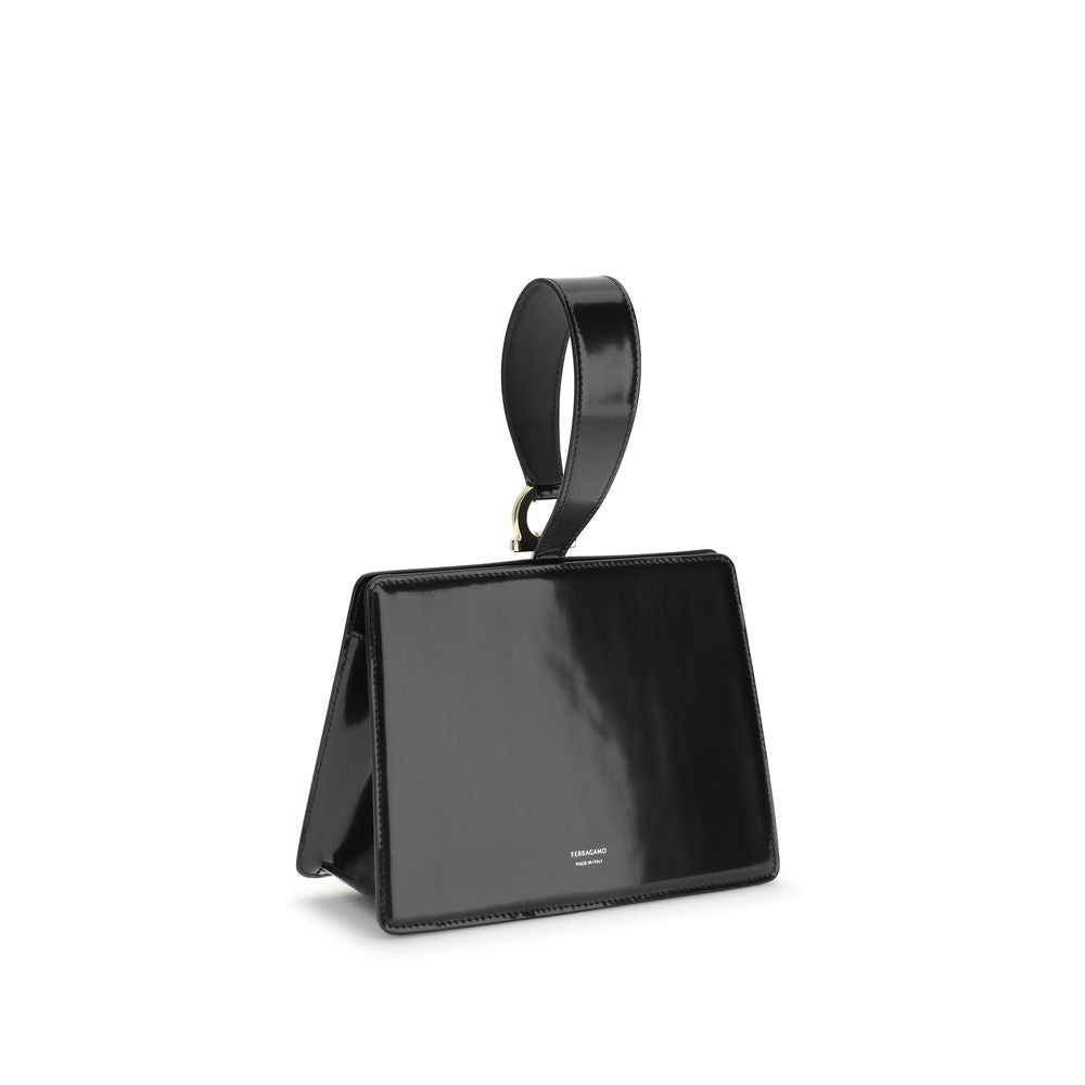 Ferragamo Black Calf Leather Bos Taurus Clutch Bag