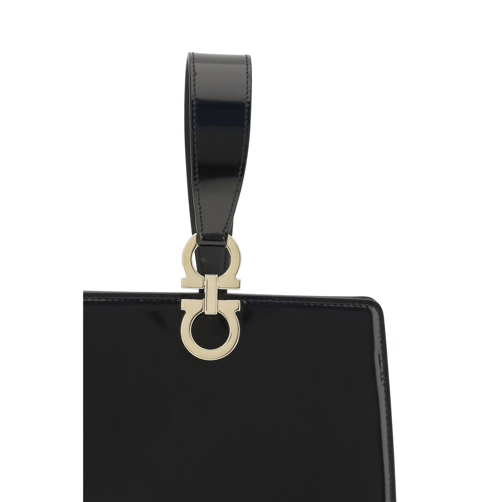 Ferragamo Black Calf Leather Bos Taurus Clutch Bag