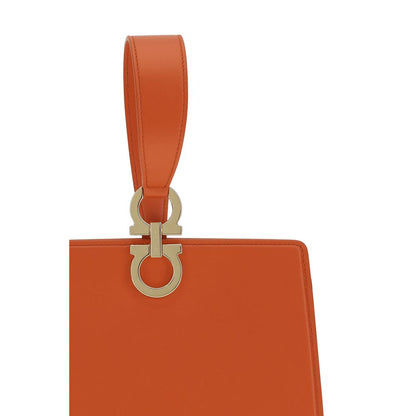 Ferragamo Orange Calf Leather Bos Taurus Clutch Bag