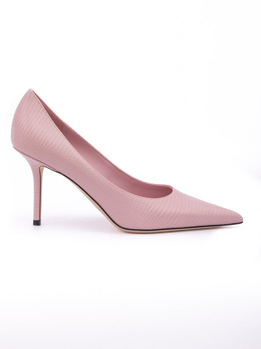 Jimmy Choo Pink Lizard Printed Leather Love 85 Pumps