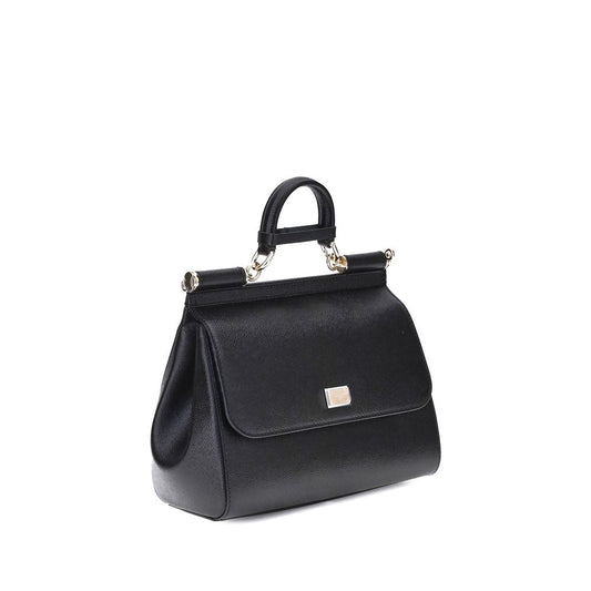 Dolce & Gabbana Black Calf Leather Bos Taurus Handbag