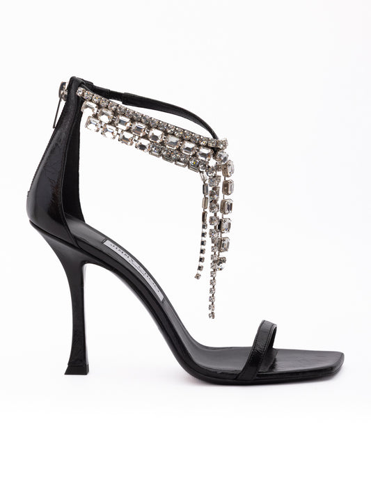 Jimmy Choo Black Leather Verity 100 Sandals