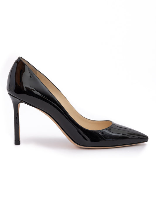 Jimmy Choo Black Patent Leather Romy 85 Pumps
