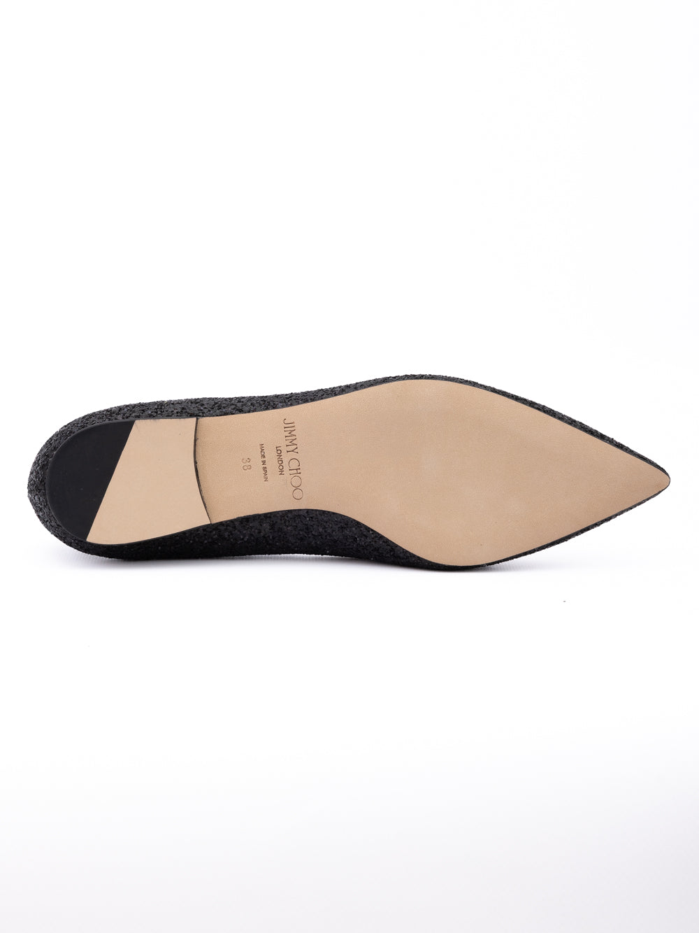 Jimmy Choo Black Coarse Glitter Fabric Alina Ballet Flat