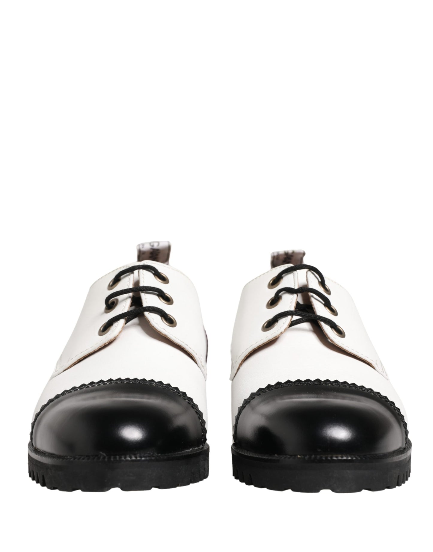 Cesare Paciotti Black White Leather Derby Shoes