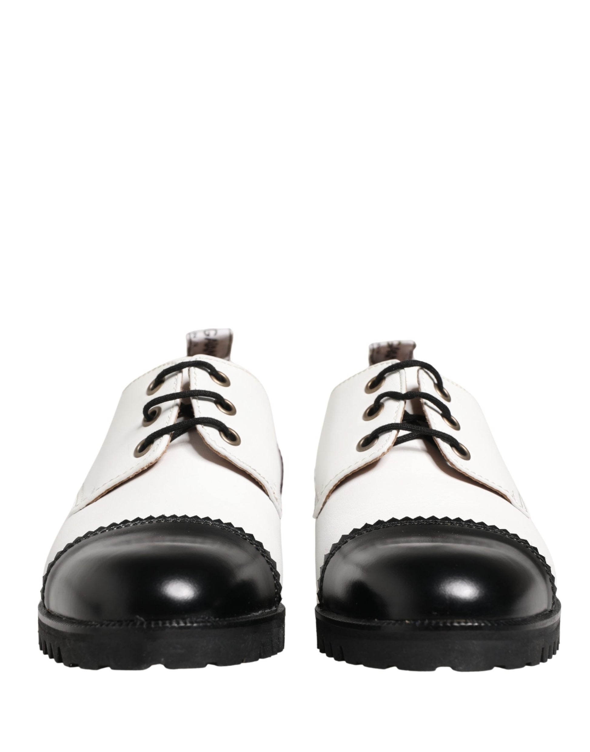 Cesare Paciotti Black White Leather Derby Shoes
