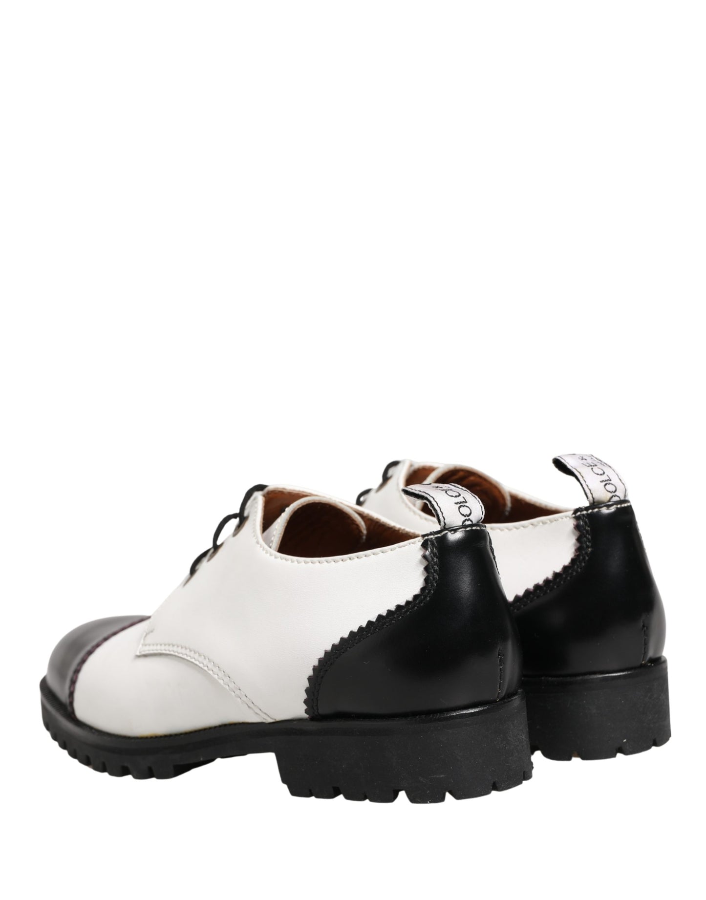 Cesare Paciotti Black White Leather Derby Shoes