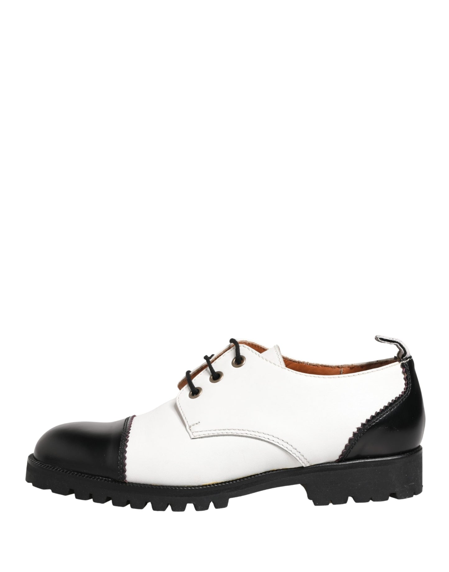 Cesare Paciotti Black White Leather Derby Shoes