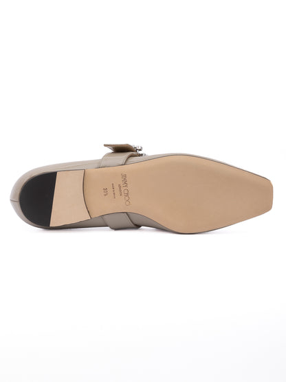 Jimmy Choo Taupe Grey Patent Leather Chery Ballet Flat