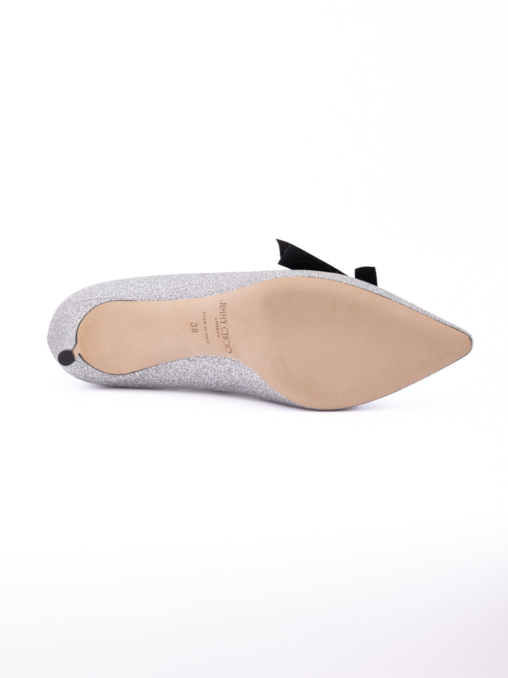 Jimmy Choo Silver Fine Glitter Fabric Romy 60 Pumps