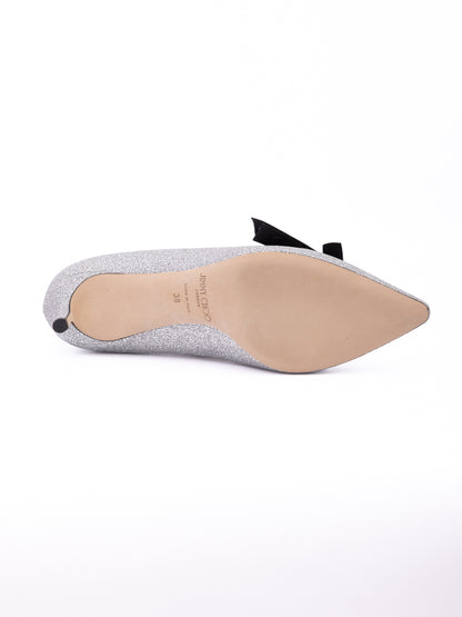 Jimmy Choo Silver Fine Glitter Fabric Romy 60 Pumps