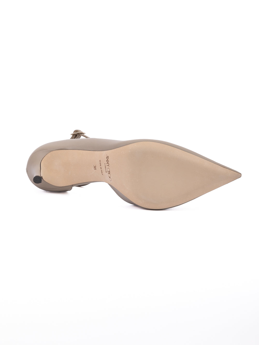 Jimmy Choo Taupe Grey Calf Leather Leona 85 Pumps