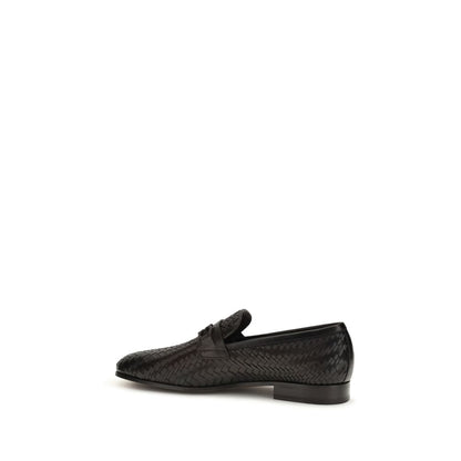 Ferragamo Brown Calf Leather Bos Taurus Slip-On Loafers