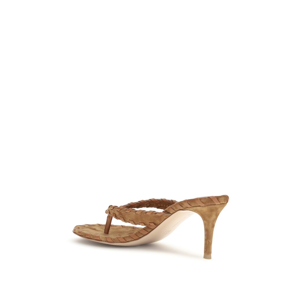 Gianvito Rossi Beige Calf Leather Bos Taurus Stiletto Heel Sandals