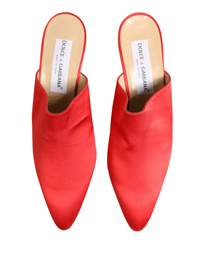 Dolce & Gabbana Red Suede Heel Mule Shoes