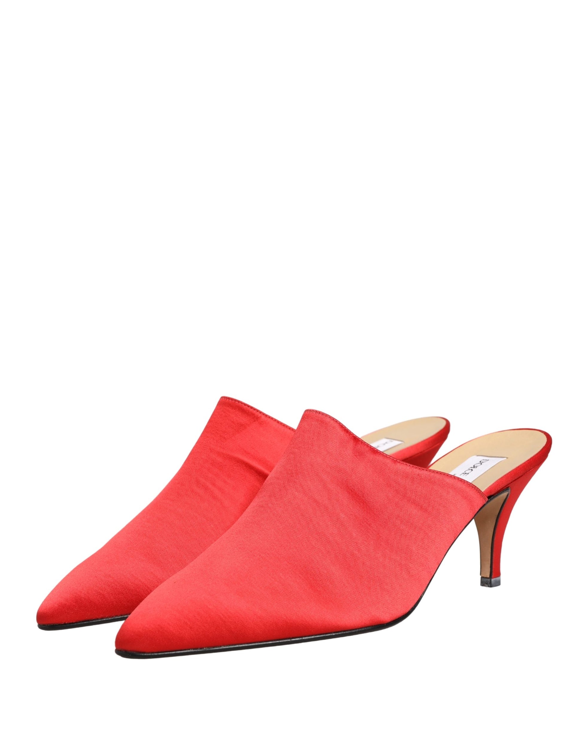 Dolce & Gabbana Red Suede Heel Mule Shoes