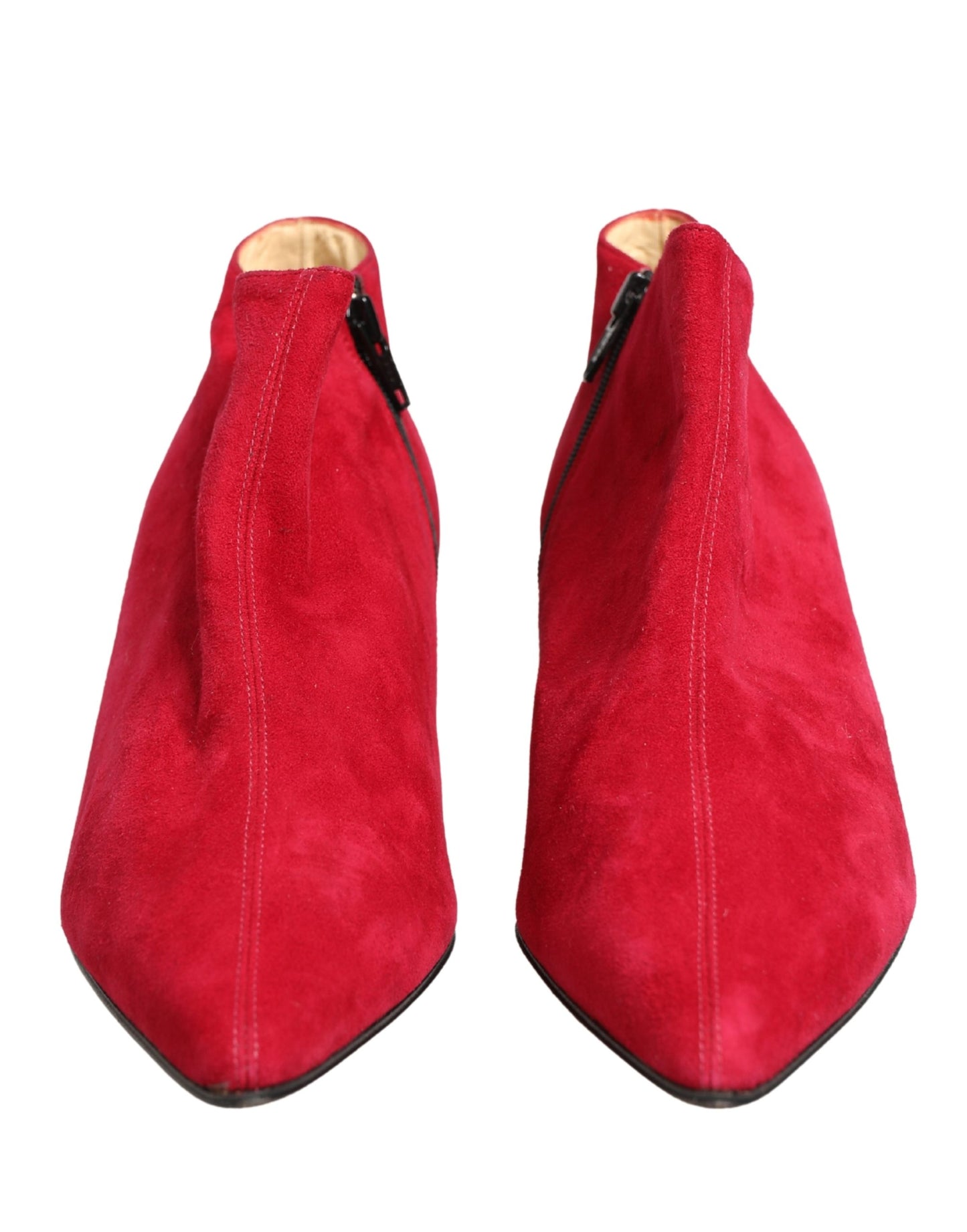 Dolce & Gabbana Red Suede Ankle Boots Shoes
