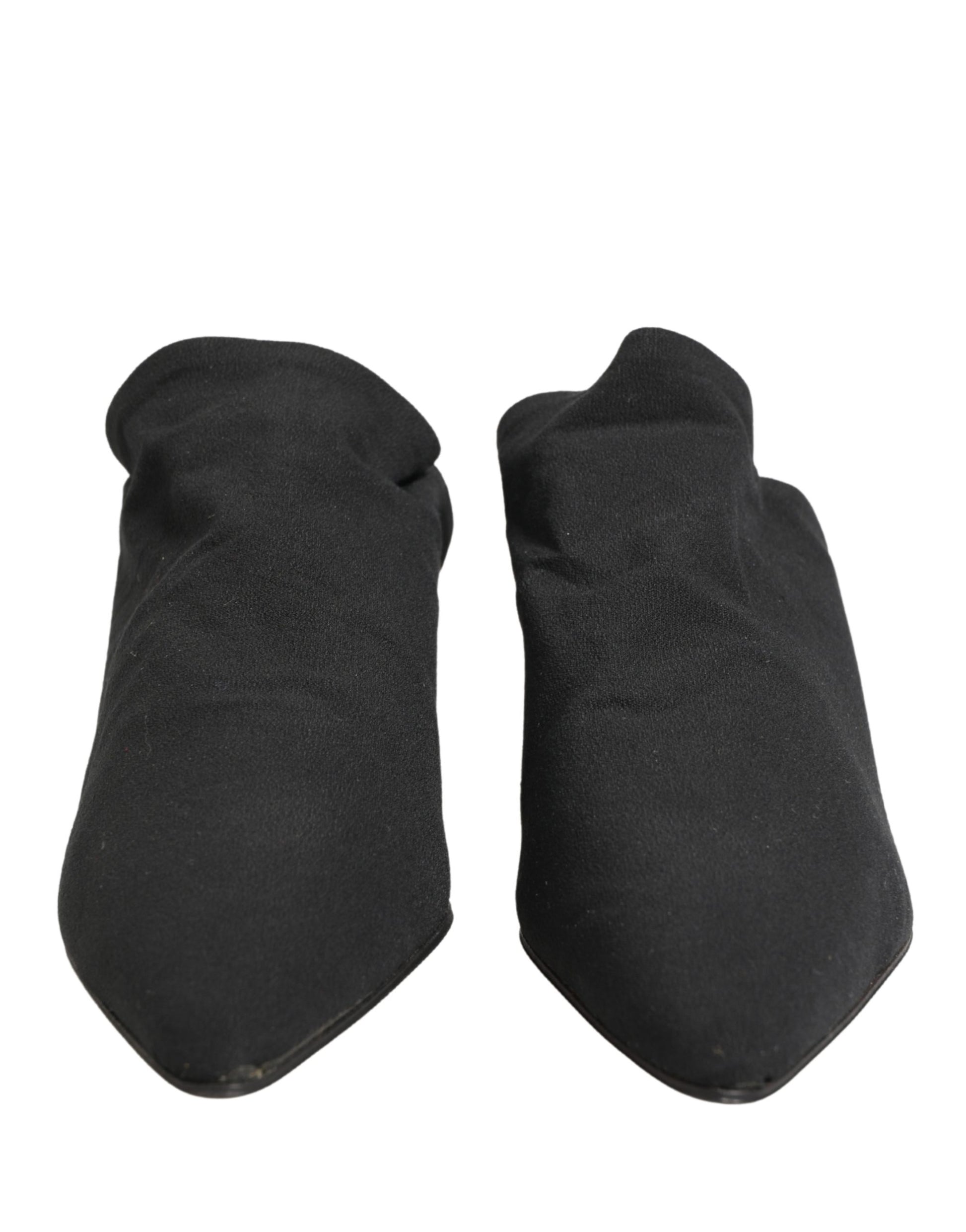 Dolce & Gabbana Black Suede Heel Mule Shoes