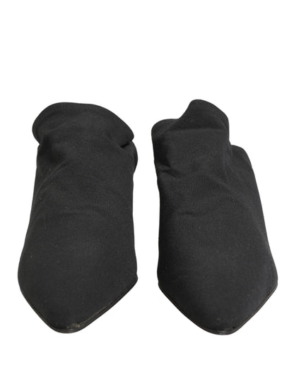 Dolce & Gabbana Black Suede Heel Mule Shoes