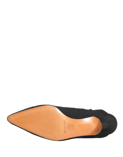 Dolce & Gabbana Black Suede Heel Mule Shoes