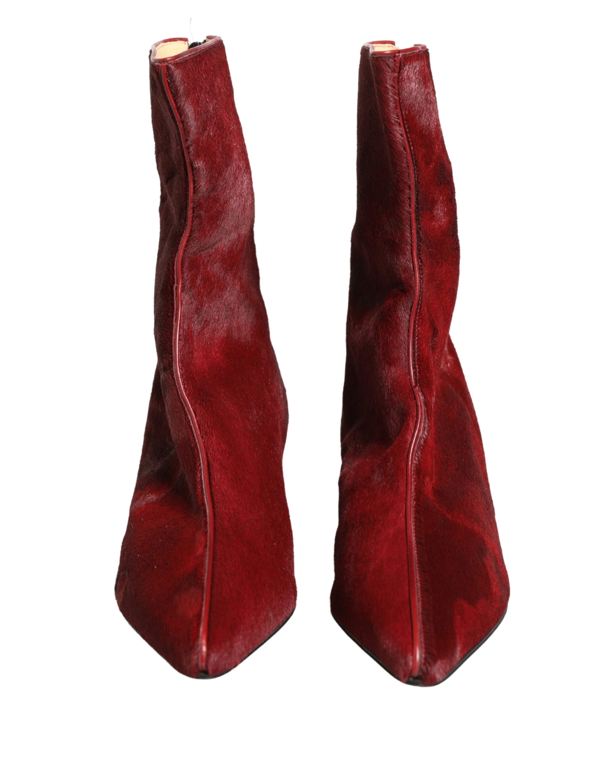 Dolce & Gabbana Burgundy Mid Calf Boots Shoes