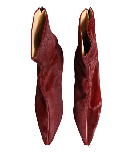 Dolce & Gabbana Burgundy Mid Calf Boots Shoes