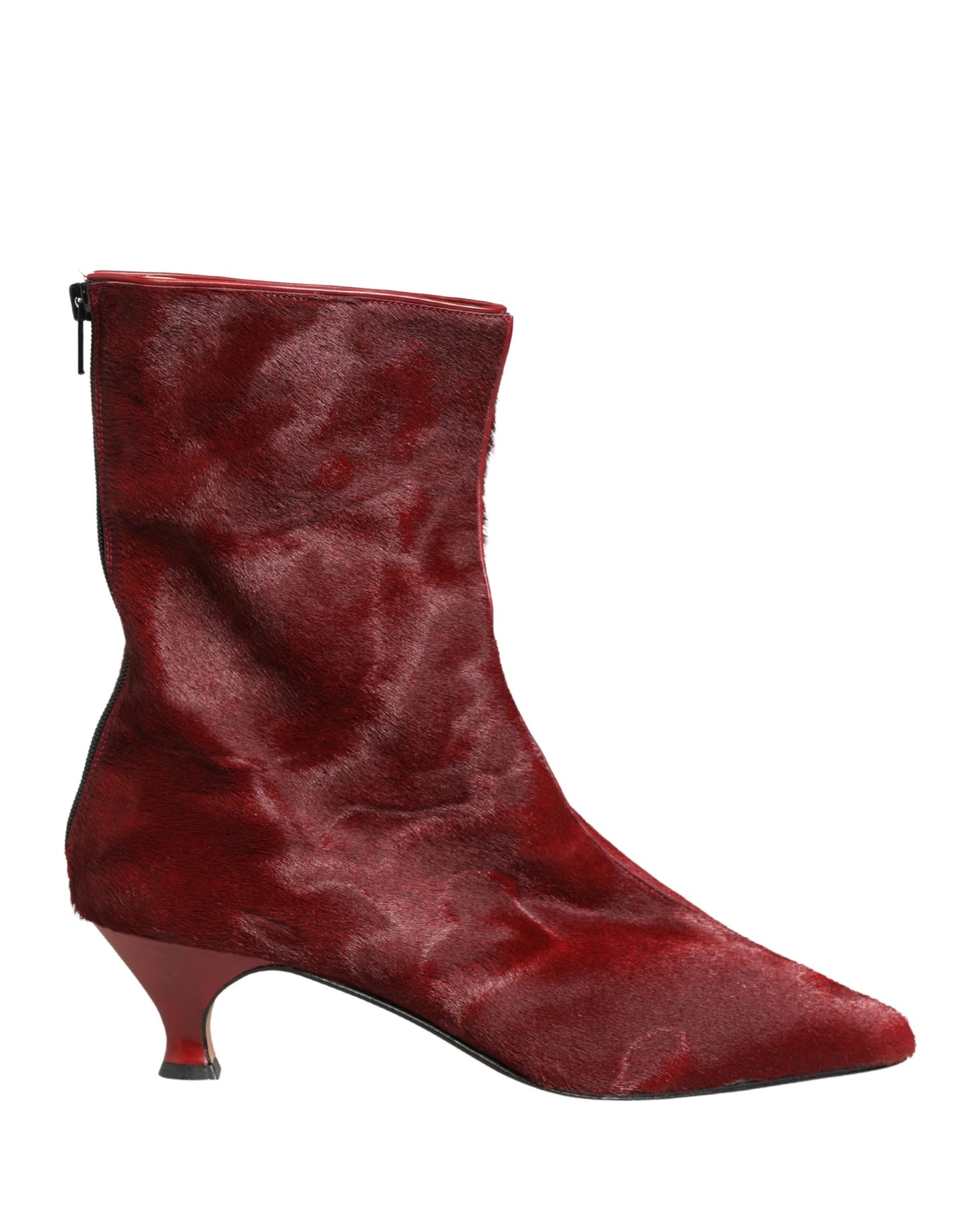Dolce & Gabbana Burgundy Mid Calf Boots Shoes