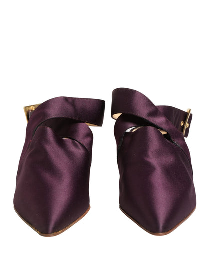 Dolce & Gabbana Purple Satin Sandals Shoes