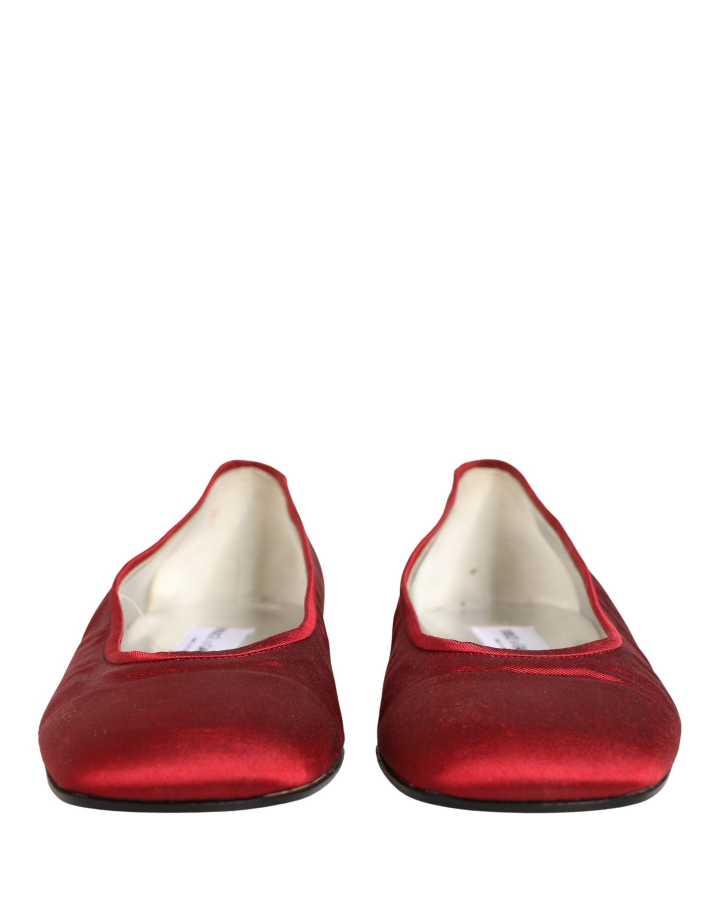 Dolce & Gabbana Red Satin Fabric Ballet Slip On Flats Shoes