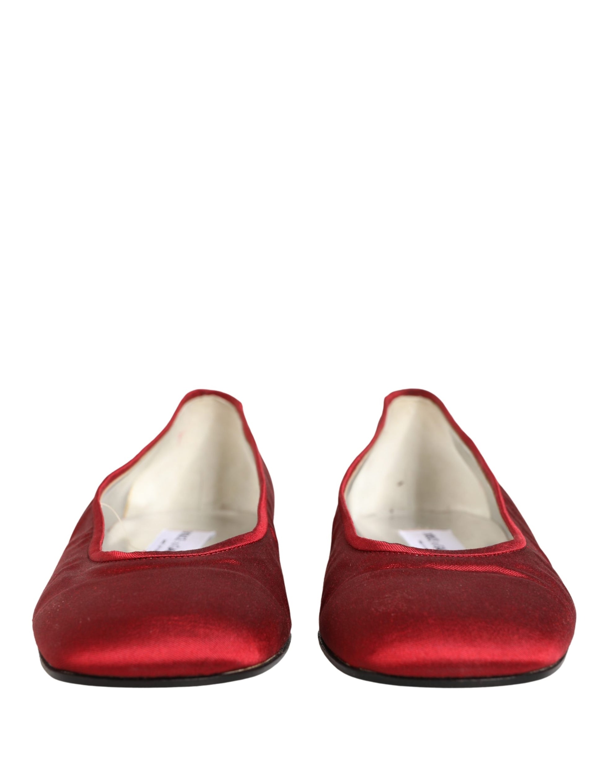 Dolce & Gabbana Red Satin Fabric Ballet Slip On Flats Shoes
