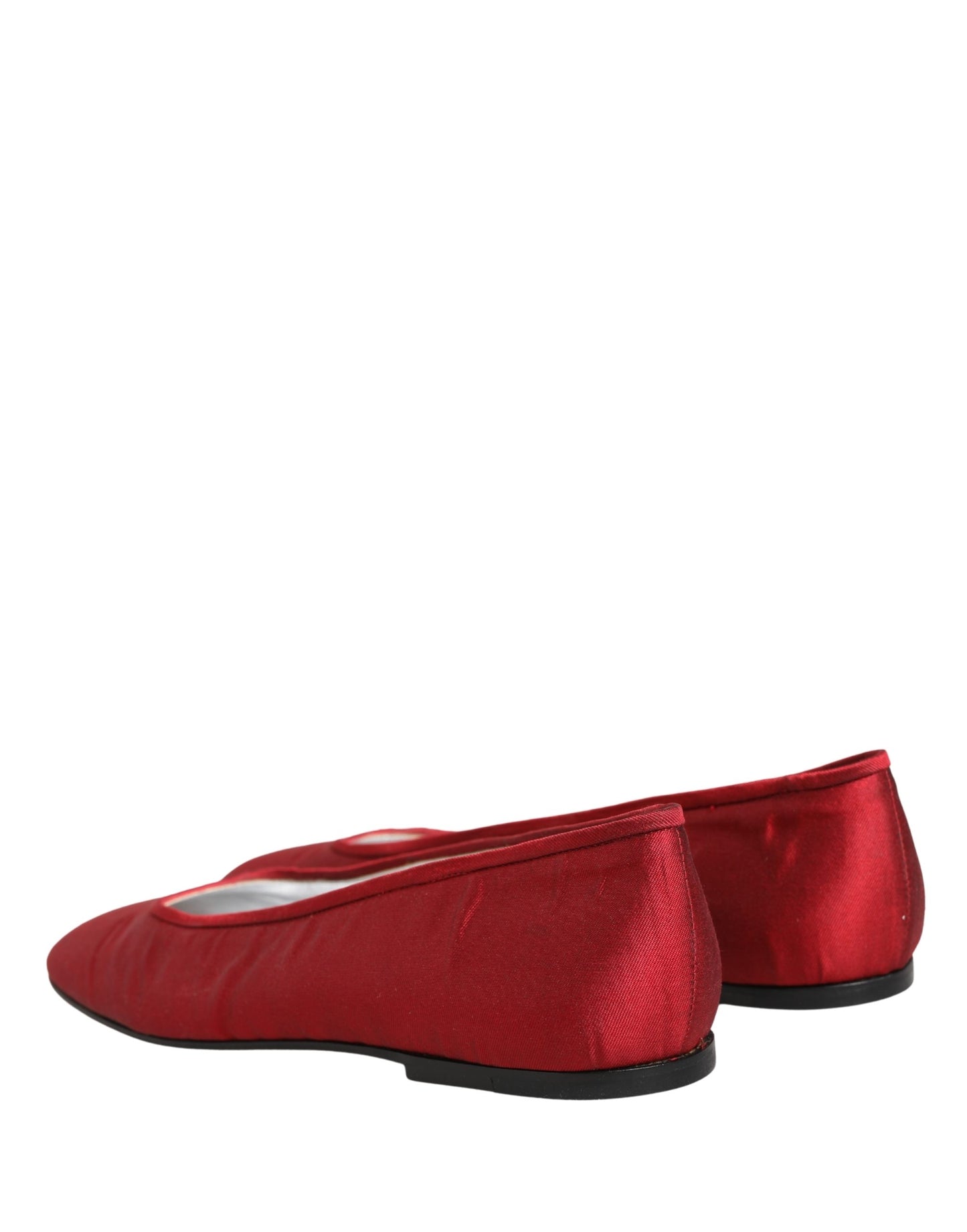 Dolce & Gabbana Red Satin Fabric Ballet Slip On Flats Shoes