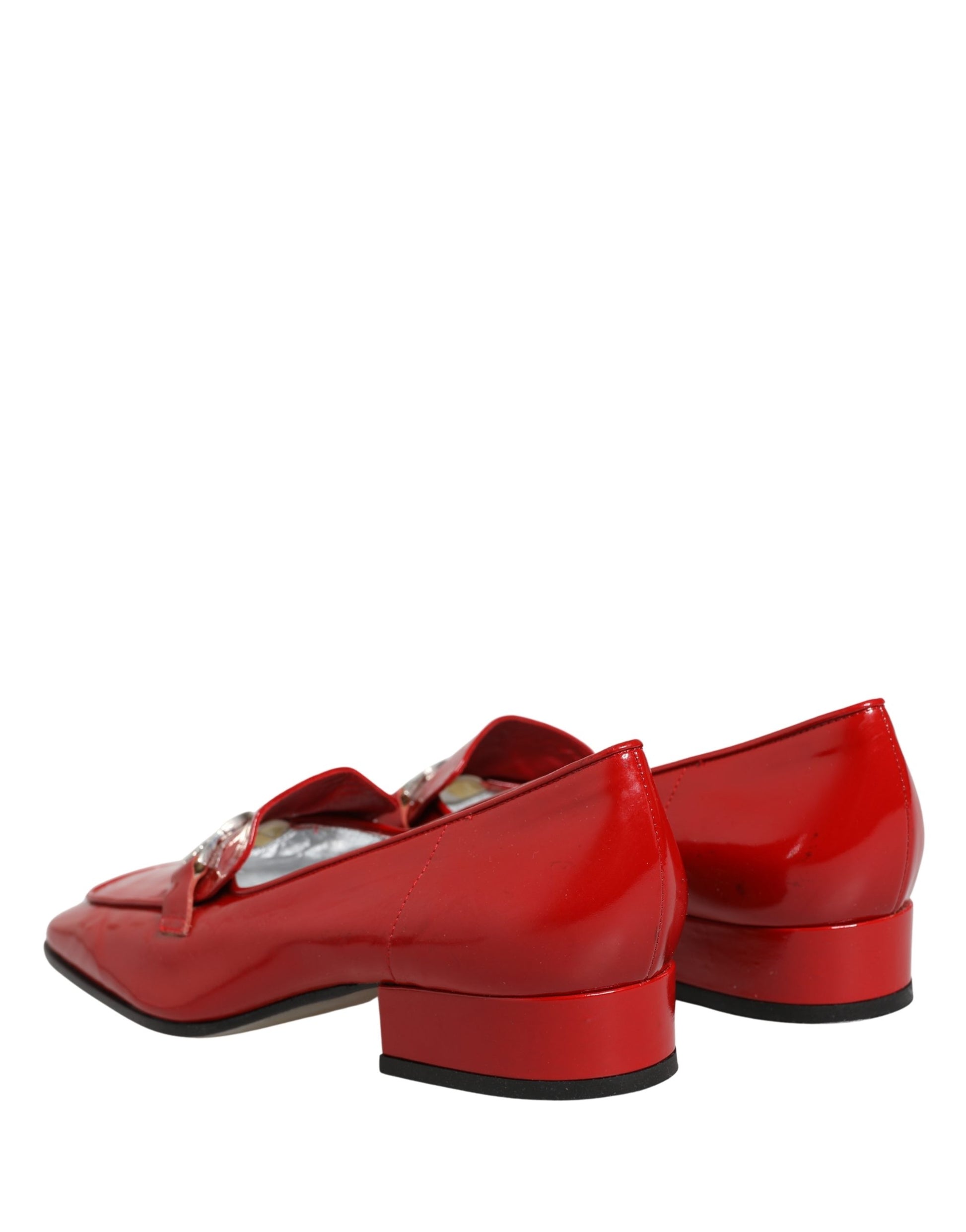 Dolce & Gabbana Red Patent Leather Moccasin Slip On Shoes